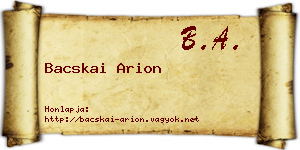 Bacskai Arion névjegykártya